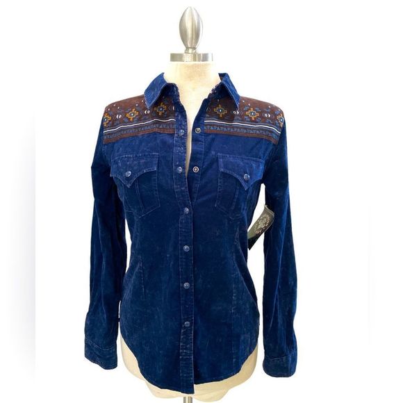 Affliction Tops - Affliction limited edition black premium navy baby fine corduroy embroidery